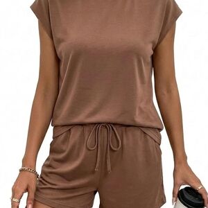 Brown Casual Two-Piece Set